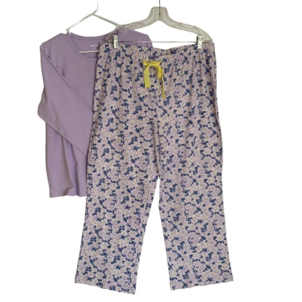 LANDSEND PLUS SIZE Pajamas Cotton Knit Long Sleeve Top & Pants